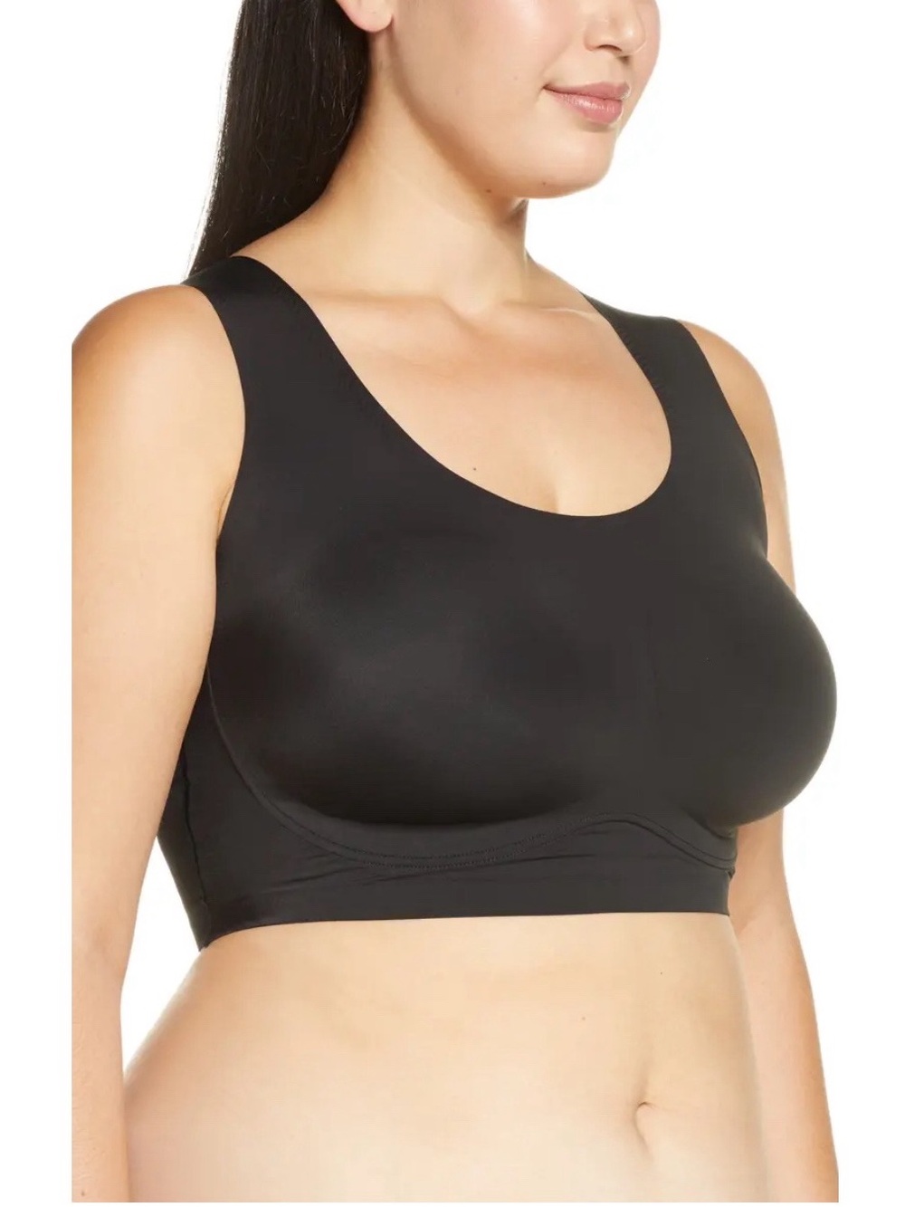 True & Co True Body Lift Scoop Neck Bralette Padded Size Medium Black